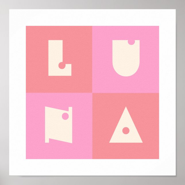 Rosa Poster leksaksbebyggelse LUNA namn (Framsidan)