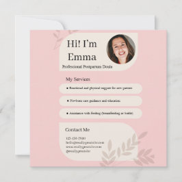 Rosa Postpartum-Doula Professionell Design Julkort