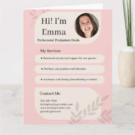 Rosa Postpartum-Doula Professionell Design Kort