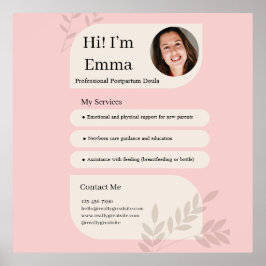 Rosa Postpartum-Doula Professionell Design Poster