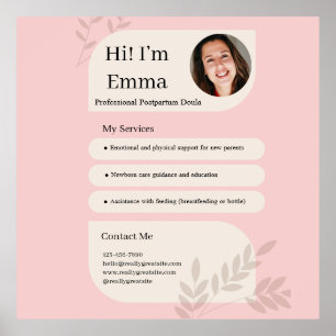 Rosa Postpartum-Doula Professionell Design Poster