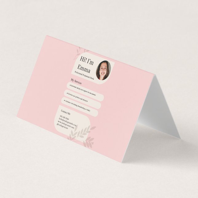 Rosa Postpartum-Doula Professionell Design Visitkort (Framsida)
