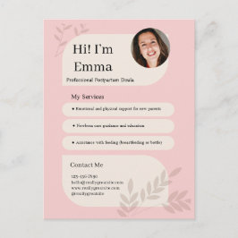 Rosa Postpartum-Doula Professionell Design Vykort