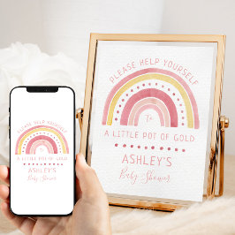 Rosa Pot of Guld Favoriter-tecken för regnbåge Poster