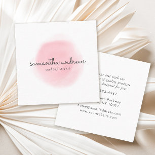 Rosa Powder Puff Professionell Makeup Artist Fyrkantigt Visitkort