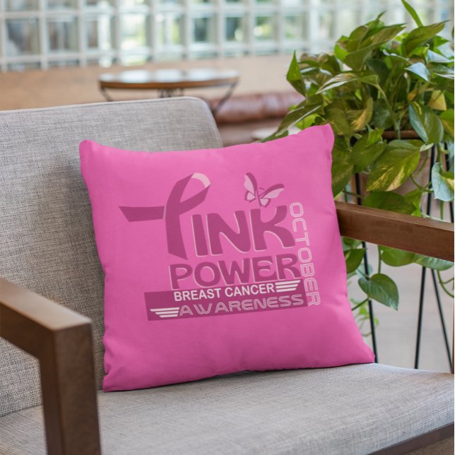 Rosa Power-Breast Cancer Awareness Design Kudde (Skapare uppladdad)