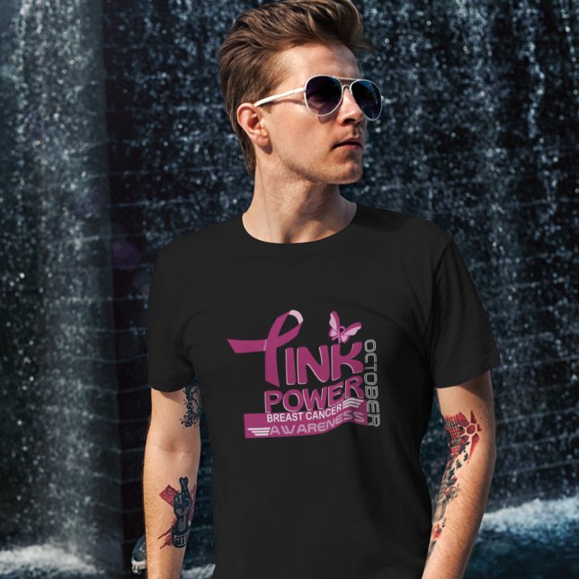 Rosa Power-Breast Cancer Awareness Design T Shirt (Skapare uppladdad)