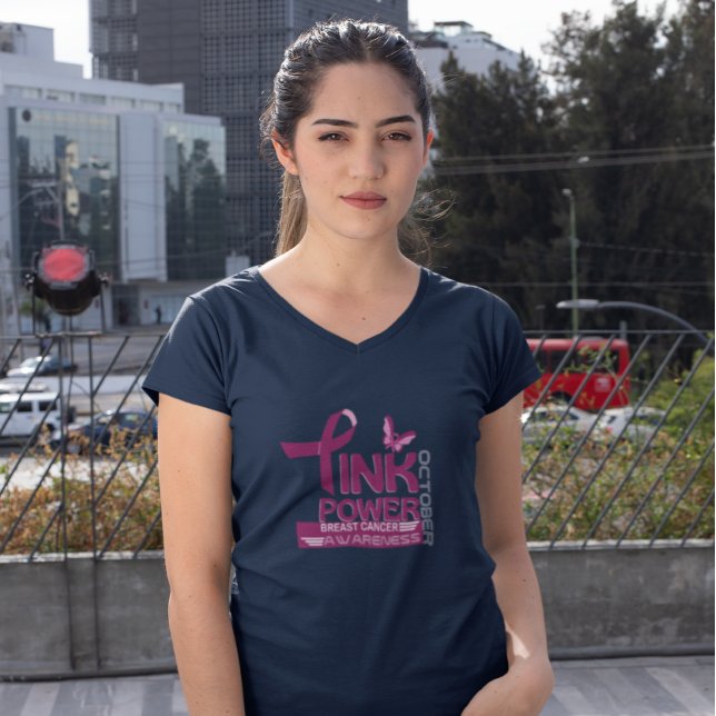 Rosa Power-Breast Cancer Awareness Design T Shirt (Skapare uppladdad)