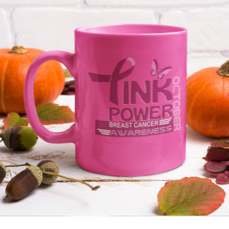 Rosa Power-Breast Cancer Awareness Design Två-Tonad Mugg