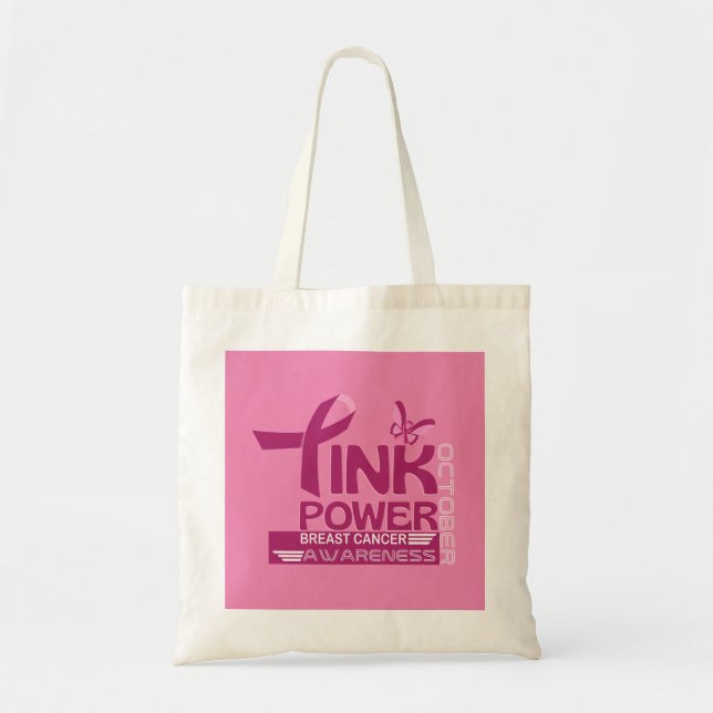 Rosa Power-Breast Cancer Awareness Design Tygkasse (Framsidan)