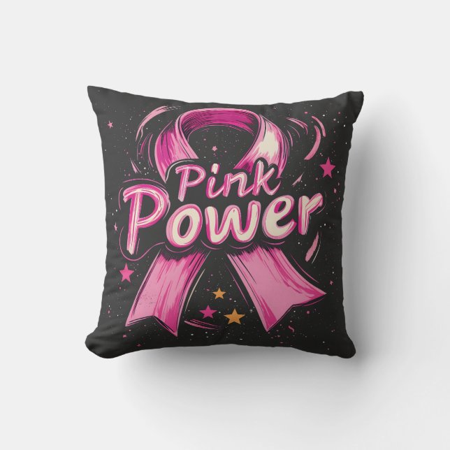 Rosa Power Breast Cancer Awareness Kudde (Framsida)
