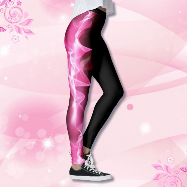 Rosa Power Lightning Strejka Band Breast Cancer Leggings (Skapare uppladdad)
