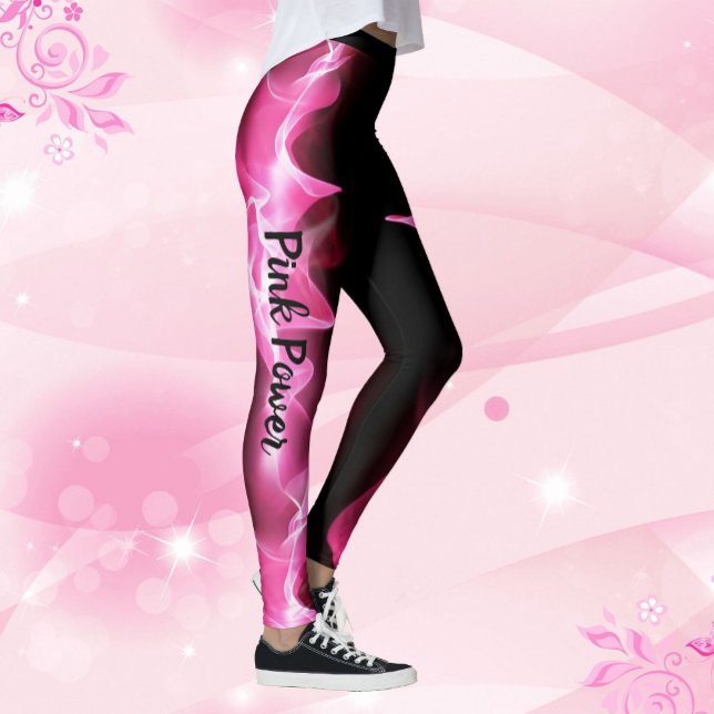 Rosa Power Lightning Strejka Band Breast Cancer Leggings (Skapare uppladdad)
