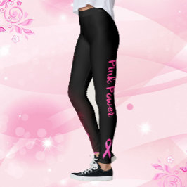 Rosa Power Lightning Strejka Band Breast Cancer Leggings
