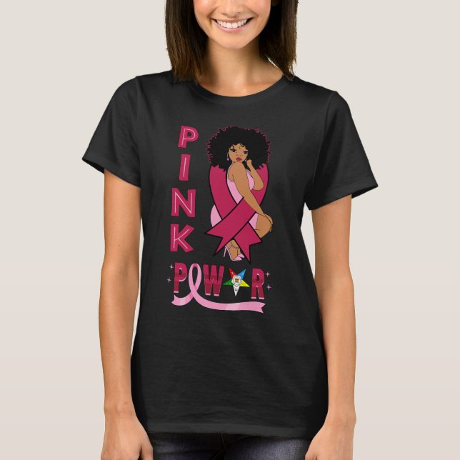 Rosa Power Östra Star Breast Cancer Medveten  T Shirt (Framsida)