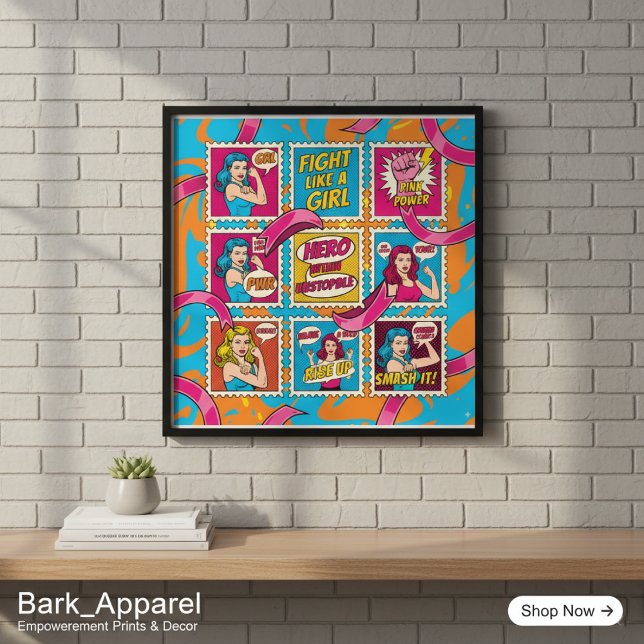Rosa Power Pop Art Affisch - Bröstcancer Medvetenh (Skapare uppladdad)