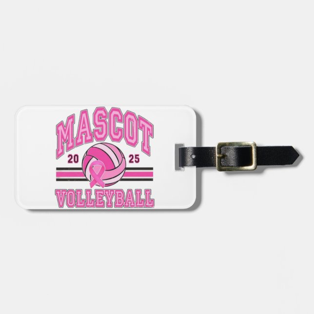 🏐 Rosa Power Volleyball 🎗️ Bagagebricka (Horisontell Framsida)