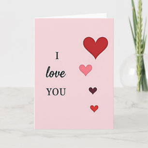 Rosa Präglad I Love You Hjärtan Kort