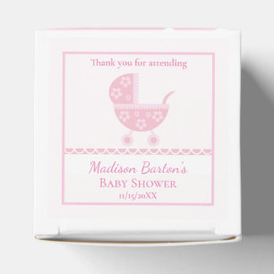Rosa Pram och fotavtryck Cute Girl Baby Shower Presentaskar