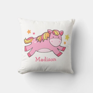 Rosa Prancing Pony Personlig Kudde