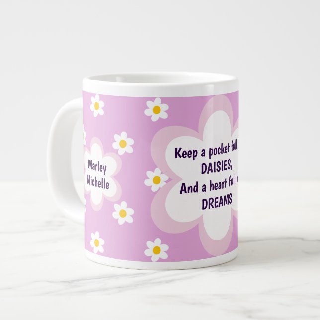 Rosa prästkragemugg 0,6 l jumbo mugg (Framsida vänster)