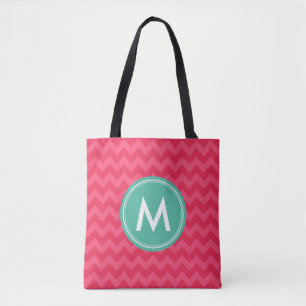 Rosa Preppy Chevron Monogram Personalize Tygkasse