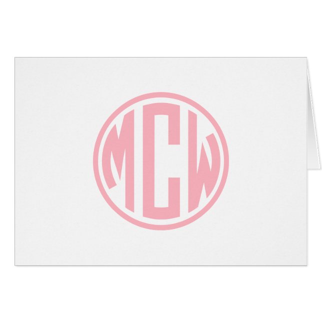 Rosa Preppy Circle Monogram Font DIY BG OBS Kort (Framsidan Horizontal)
