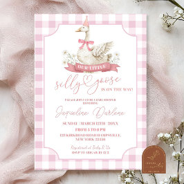Rosa Preppy Fånig Goose Baby Shower-inbjudan Inbjudningar