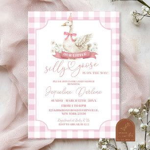 Rosa Preppy Fånig Goose Baby Shower-inbjudan Inbjudningar