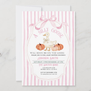 Rosa Preppy FrameFall Fåniget Goose Baby Shower Inbjudningar