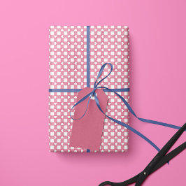 Rosa Preppy Gingham Hjärtan - Rull med Inpacknings Presentpapper