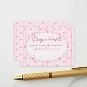 Rosa preppy handritade baby shower blöjor lotteri tilläggskort