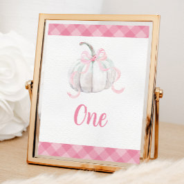 Rosa Preppy Pumpkin Birthday-Bordsnumret Poster