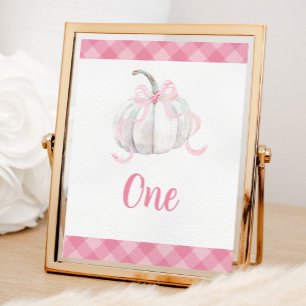 Rosa Preppy Pumpkin Birthday-Bordsnumret Poster