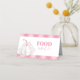 Rosa Preppy Pumpkin Birthday Food Label Foldad Tidsbeställning Kort