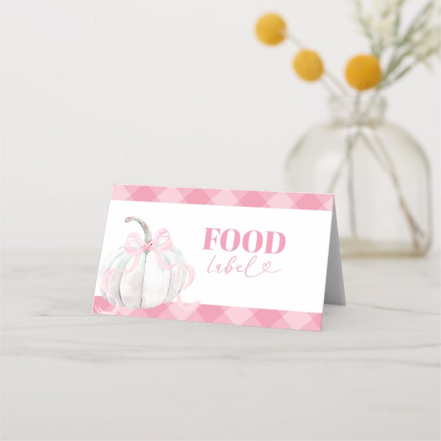 Rosa Preppy Pumpkin Birthday Food Label Foldad Tidsbeställning Kort (Framsida)