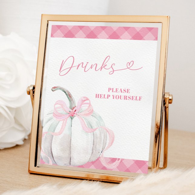 Rosa Preppy Pumpkin Girl Birthday Drinks Poster (Skapare uppladdad)