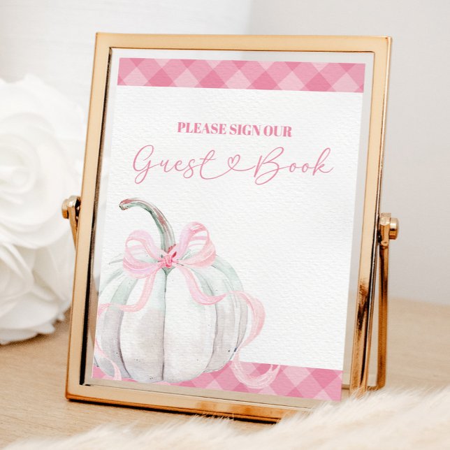 Rosa Preppy Pumpkin Girl Birthday Guest Bok Poster (Skapare uppladdad)