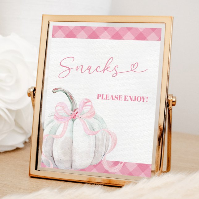 Rosa Preppy Pumpkin Girl Birthday Snacks Poster (Skapare uppladdad)