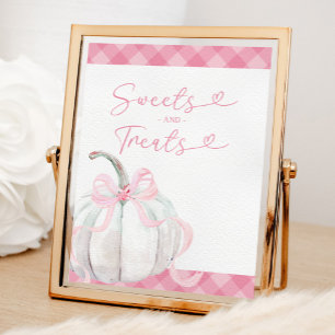 Rosa Preppy Pumpkin Girl Birthday Sweet and Treats Poster