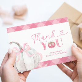 Rosa Preppy Pumpkin Girl Birthday - tackkort Tilläggskort