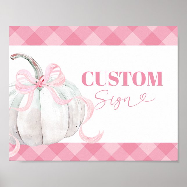 Rosa Preppy Pumpkin Girl's Birthday Anpassningsbar Poster (Framsidan)