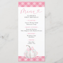 Rosa Preppy Pumpkin Girl's First Birthday Menu Meny