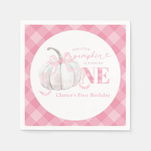 Rosa Preppy Pumpkin Pappersservett 1:a födelsedage