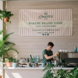 Rosa Preppy Randiga Bageri Logotyp Event Display