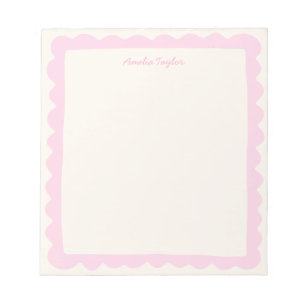 Rosa Preppy Scallop-Personlig Whimsisk Kant Anteckningsblock