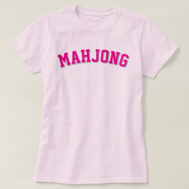 Rosa Preppy Varsity Mahjong Grafisk Tröja (Design framsida)