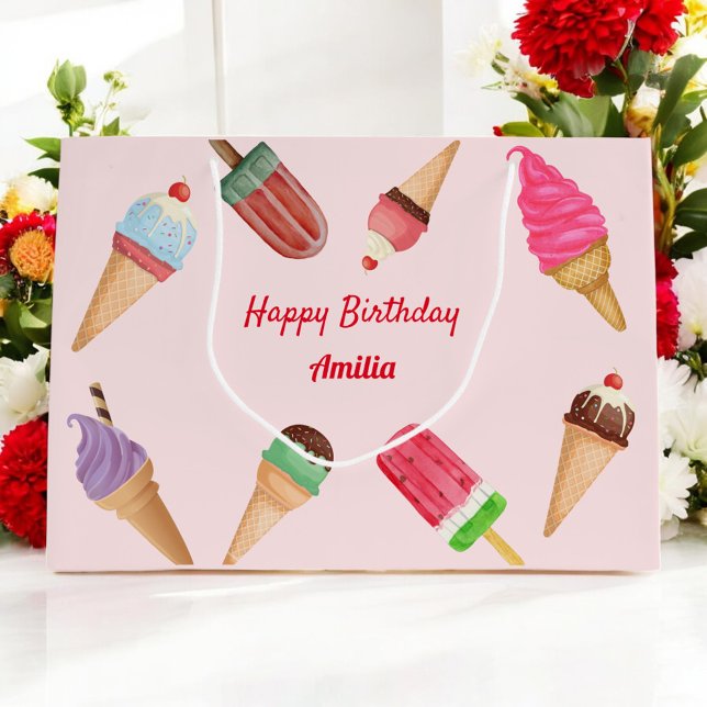 Rosa presentpåse för iscremefest födelsedags baby  (Skapare uppladdad)