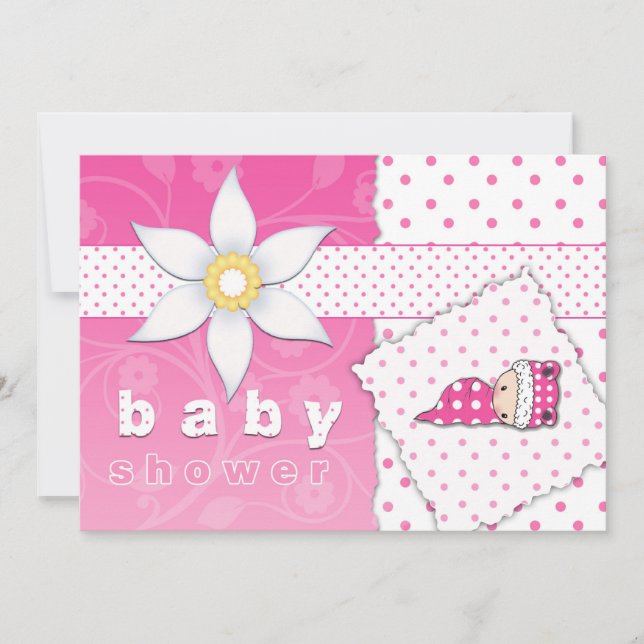 Rosa prickar och söthet Baby Shower-inbjudan Inbjudningar (Framsida)