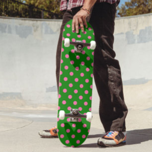 Rosa prickar på grön prickmönsterdesign mini skateboard bräda 18,5 cm